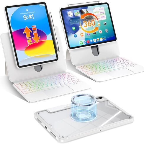 avakot Clear Magnetic Keyboard Case for iPad Pro 13 Inch M5/M4 2025/2024, 7-Color Backlit & Multi-Touch Trackpad, Detachable 360 Rotation & Up-Down Lift Protective Case w/Stand, Black in Saudi Arabia