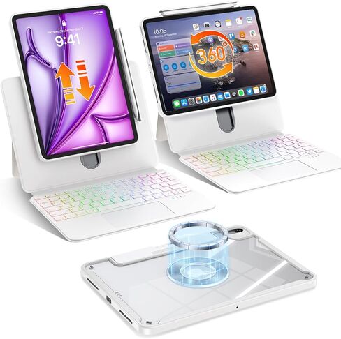 avakot Clear Magnetic Keyboard Case for iPad Pro 13 Inch M5/M4 2025/2024, 7-Color Backlit & Multi-Touch Trackpad, Detachable 360 Rotation & Up-Down Lift Protective Case w/Stand, Black in Saudi Arabia