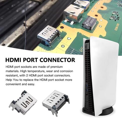 2 حزمة استبدال منفذ HDMI لسوني بلاي ستيشن 5 PS5 عرض مقبس واجهة جاك موصل طقم إصلاح، موصل منفذ HDMI in Saudi Arabia