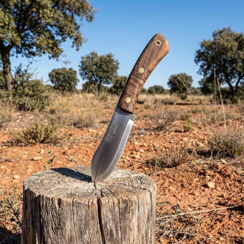 Joker Knife Nessmuk S 132, 4.3 in. Blade Sandvik 14C28N, Birch and Walnut Handle, Brown Leather Sheath, Fishing, Hunting, Camping and Trekking Tool (Walnut Wood, Leather Sheath) in Saudi Arabia