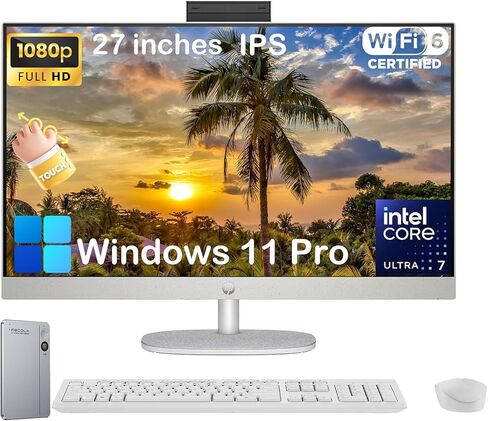 كمبيوتر مكتبي HP مقاس 27 بوصة الكل في واحد، Intel Ultra 7 255U، شاشة لمس FHD مقاس 27 بوصة مضادة للوهج، ذاكرة DDR5 سعة 32 جيجابايت، محرك أقراص SSD بسعة 2 تيرابايت، Intel AI Boost (12 وحدة NPU Tops)، نظام التشغيل Windows 11 Pro، لوحة مفاتيح وماوس لاسلكي in Kuwait
