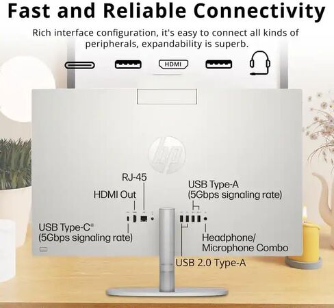 HP 27" Touchscreen All in One Desktop Computer, Intel Ultra 7 255U, 27 inch FHD Touchscreen Anti-Glare Display, 32GB DDR5, 2TB SSD, Intel AI Boost (12 NPU Tops), Windows 11 Pro, Wireless KB & Mouse in Kuwait