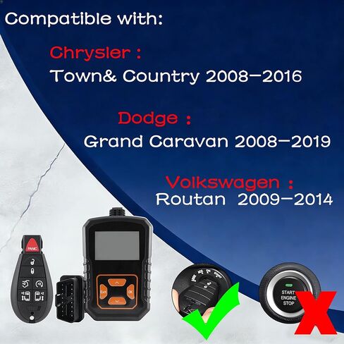 استبدال مفتاح فوب DIY لـ 2008 2009 2010 2011 2012 2013 2014 2015 2016 2017 2018 2019 دودج جراند كارافان 2008-2016 كرايسلر تاون آند كانتري مع أداة obd in Kuwait