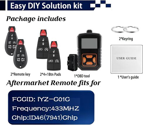 استبدال مفتاح فوب DIY لـ 2008 2009 2010 2011 2012 2013 2014 2015 2016 2017 2018 2019 دودج جراند كارافان 2008-2016 كرايسلر تاون آند كانتري مع أداة obd in Kuwait