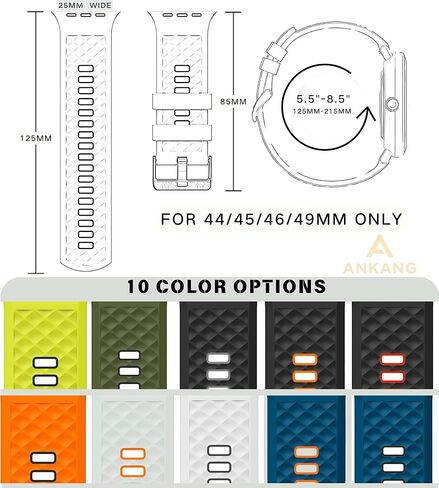 حزام رياضي لساعة Apple: أربطة سيليكون لساعة Apple Watch Series 4 5 6 7 8 9 10 SE Ultra 49mm 42mm 44mm 45mm - حزام رياضي مطاطي مسامي للتمرين - النساء والرجال - m/l in Kuwait