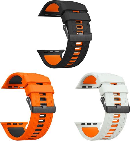 حزام رياضي لساعة Apple: أربطة سيليكون لساعة Apple Watch Series 4 5 6 7 8 9 10 SE Ultra 49mm 42mm 44mm 45mm - حزام رياضي مطاطي مسامي للتمرين - النساء والرجال - m/l in Kuwait