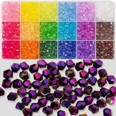100pcs Colorful Bicone Bead Necklace Jewelry Making DIY Accessories Solid Color Faceted Loose Spacer Craft Beads Wholesale (Mixed-AB) in Saudi Arabia