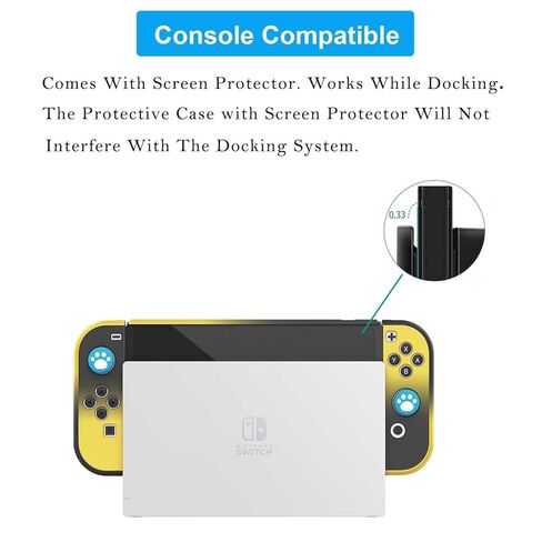 حافظة COMCOOL قابلة للإرساء لجهاز Nintendo Switch Oled - [حماية من السقوط من الدرجة العسكرية بطول 9 أقدام] [مع واقي شاشة من الزجاج المقسى ومقابض الإبهام] غطاء واقٍ لجهاز Nintendo Switch Oled - أسود أصفر in Kuwait