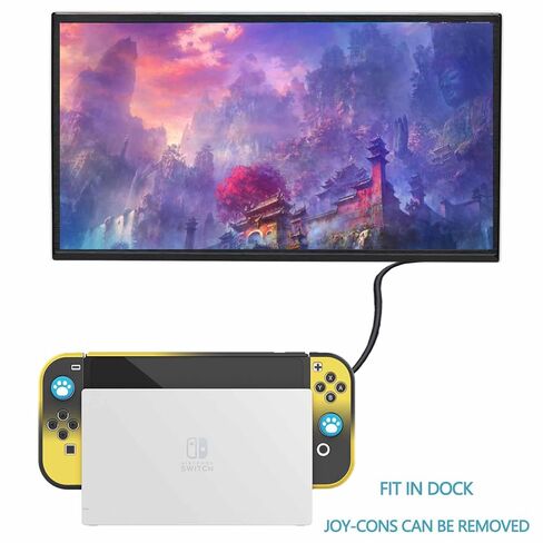 حافظة COMCOOL قابلة للإرساء لجهاز Nintendo Switch Oled - [حماية من السقوط من الدرجة العسكرية بطول 9 أقدام] [مع واقي شاشة من الزجاج المقسى ومقابض الإبهام] غطاء واقٍ لجهاز Nintendo Switch Oled - أسود أصفر in Kuwait