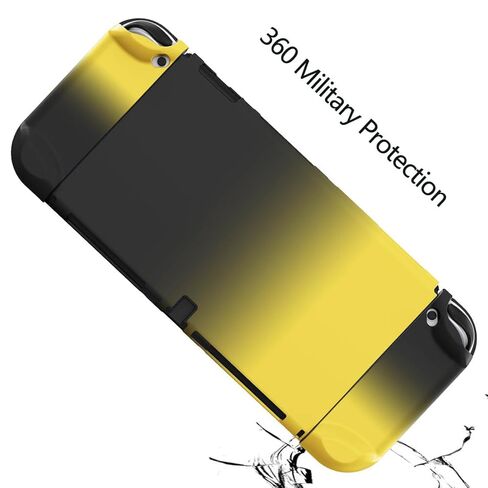 حافظة COMCOOL قابلة للإرساء لجهاز Nintendo Switch Oled - [حماية من السقوط من الدرجة العسكرية بطول 9 أقدام] [مع واقي شاشة من الزجاج المقسى ومقابض الإبهام] غطاء واقٍ لجهاز Nintendo Switch Oled - أسود أصفر in Kuwait