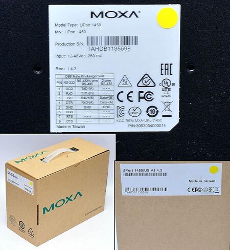 MOXA UPort 1450-4 Ports RS-232/422/485 USB-to-Serial Converter, USB 2.0 Hi-Speed, 921.6Kbps, 15KV ESD Protection, mini DB9F-to-TB in Saudi Arabia