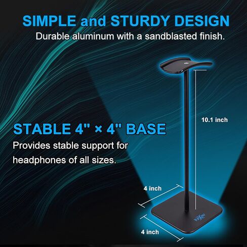 FOXXRAY STD-02 Aluminum Headphone Stand, Durable and Sleek Design with Non-Slip Base, Desk Earphone Stand for Wireless and Wired Headsets - Black in Saudi Arabia