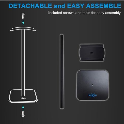 FOXXRAY STD-02 Aluminum Headphone Stand, Durable and Sleek Design with Non-Slip Base, Desk Earphone Stand for Wireless and Wired Headsets - Black in Saudi Arabia