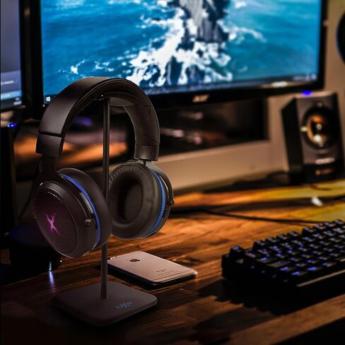 FOXXRAY STD-02 Aluminum Headphone Stand, Durable and Sleek Design with Non-Slip Base, Desk Earphone Stand for Wireless and Wired Headsets - Black in Saudi Arabia