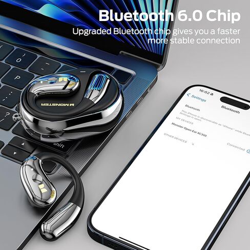 Monster Open Ear AC360, Wireless Bluetooth Rotary Earphone, with Lanyard, Upgraded Bluetooth 6.0, Touch Control, 24h Long Battery Life, IPX5 Waterproof,Long-Lasting Wear Without Fatigue in Saudi Arabia