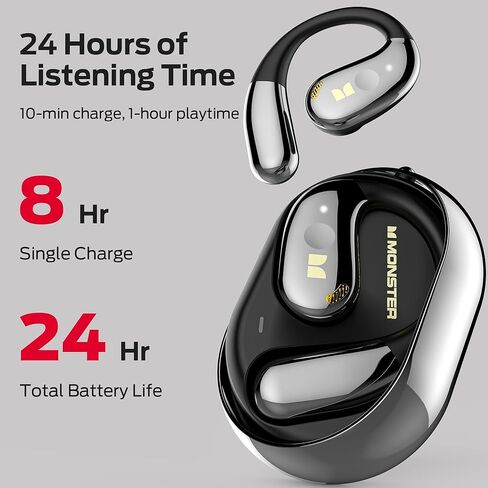 Monster Open Ear AC360, Wireless Bluetooth Rotary Earphone, with Lanyard, Upgraded Bluetooth 6.0, Touch Control, 24h Long Battery Life, IPX5 Waterproof,Long-Lasting Wear Without Fatigue in Saudi Arabia