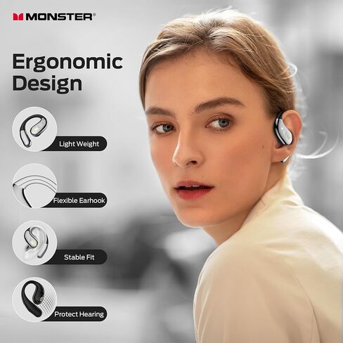 Monster Open Ear AC360, Wireless Bluetooth Rotary Earphone, with Lanyard, Upgraded Bluetooth 6.0, Touch Control, 24h Long Battery Life, IPX5 Waterproof,Long-Lasting Wear Without Fatigue in Saudi Arabia