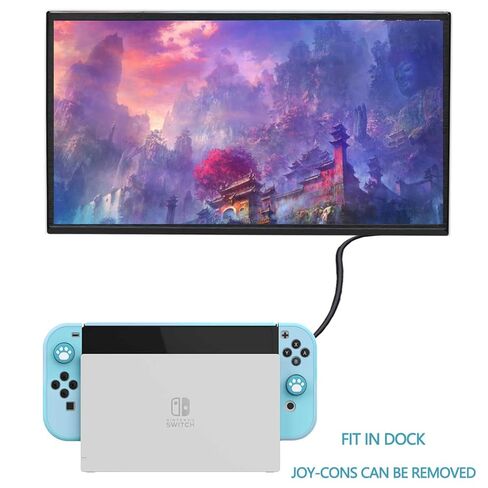 حافظة COMCOOL قابلة للإرساء لجهاز Nintendo Switch Oled - [حماية من السقوط من الدرجة العسكرية بطول 9 أقدام] [مع واقي شاشة من الزجاج المقسى ومقابض الإبهام] غطاء واقٍ لجهاز Nintendo Switch Oled - أزرق سماوي in Kuwait