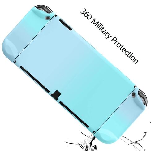 حافظة COMCOOL قابلة للإرساء لجهاز Nintendo Switch Oled - [حماية من السقوط من الدرجة العسكرية بطول 9 أقدام] [مع واقي شاشة من الزجاج المقسى ومقابض الإبهام] غطاء واقٍ لجهاز Nintendo Switch Oled - أزرق سماوي in Kuwait