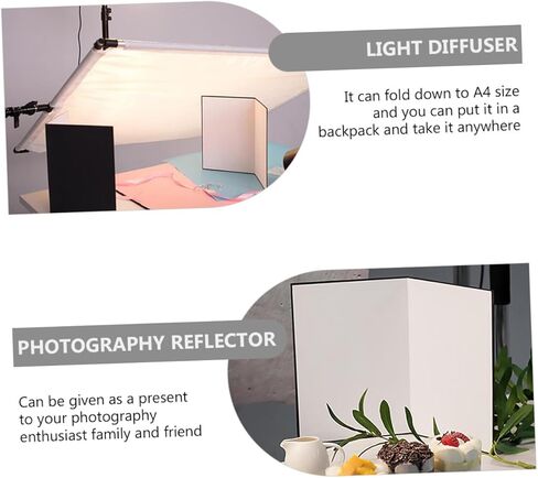 TEHAUX 2 Pcs A4 Photography Reflector Cardboard Set Portable Collapsible Photo Reflective Boards for Studio and Outdoor Lighting Accessories in Saudi Arabia
