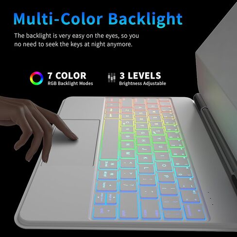 حافظة لوحة مفاتيح IPad الجيل العاشر 2022 والجيل الحادي عشر (A16، 2025) - لوحة مفاتيح سحرية مع لوحة لمس متعددة - حامل ناتئ عائم - حافظة مغناطيسية لجهاز iPad 10.9 بوصة من الجيل العاشر/الحادي عشر (أبيض) in Kuwait