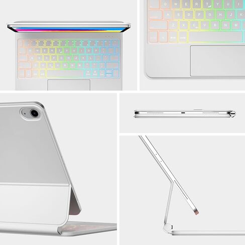 حافظة لوحة مفاتيح IPad الجيل العاشر 2022 والجيل الحادي عشر (A16، 2025) - لوحة مفاتيح سحرية مع لوحة لمس متعددة - حامل ناتئ عائم - حافظة مغناطيسية لجهاز iPad 10.9 بوصة من الجيل العاشر/الحادي عشر (أبيض) in Kuwait