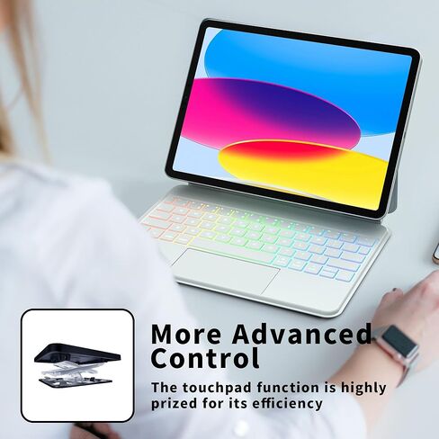 حافظة لوحة مفاتيح IPad الجيل العاشر 2022 والجيل الحادي عشر (A16، 2025) - لوحة مفاتيح سحرية مع لوحة لمس متعددة - حامل ناتئ عائم - حافظة مغناطيسية لجهاز iPad 10.9 بوصة من الجيل العاشر/الحادي عشر (أبيض) in Kuwait