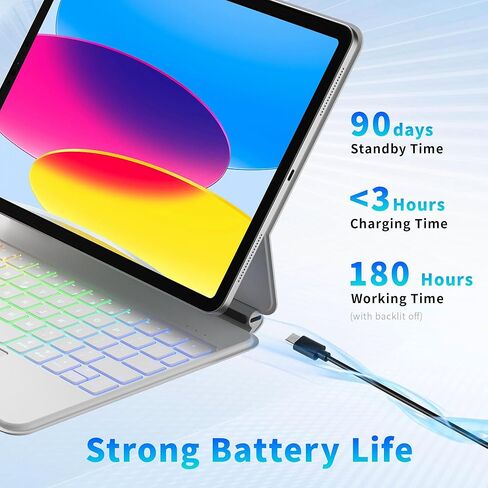 حافظة لوحة مفاتيح IPad الجيل العاشر 2022 والجيل الحادي عشر (A16، 2025) - لوحة مفاتيح سحرية مع لوحة لمس متعددة - حامل ناتئ عائم - حافظة مغناطيسية لجهاز iPad 10.9 بوصة من الجيل العاشر/الحادي عشر (أبيض) in Kuwait