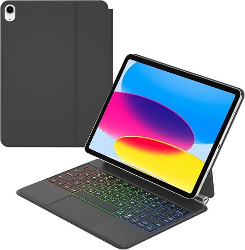 حافظة لوحة مفاتيح IPad الجيل العاشر 2022 والجيل الحادي عشر (A16، 2025) - لوحة مفاتيح سحرية مع لوحة لمس متعددة - حامل ناتئ عائم - حافظة مغناطيسية لجهاز iPad 10.9 بوصة من الجيل العاشر/الحادي عشر (أبيض) in Kuwait