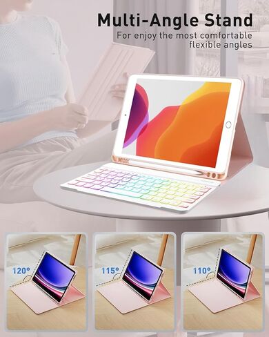 AnMengXinLing Keyboard Case for Fire HD 10/10 Plus Tablet 10.1 inch 2021/2023 (11th/13th Gen) with Mouse, Rainbow Backlight Magnetic Detachable Keyboard Cover with Pencil Holder (Purple) in Kuwait