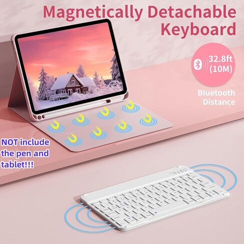 AnMengXinLing Keyboard Case for Fire HD 10/10 Plus Tablet 10.1 inch 2021/2023 (11th/13th Gen) with Mouse, Rainbow Backlight Magnetic Detachable Keyboard Cover with Pencil Holder (Purple) in Kuwait