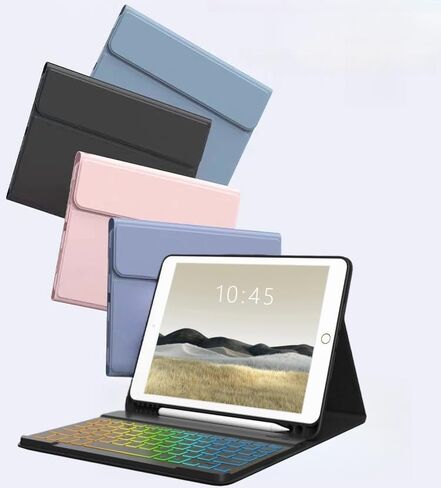 AnMengXinLing Keyboard Case for Fire HD 10/10 Plus Tablet 10.1 inch 2021/2023 (11th/13th Gen) with Mouse, Rainbow Backlight Magnetic Detachable Keyboard Cover with Pencil Holder (Purple) in Kuwait