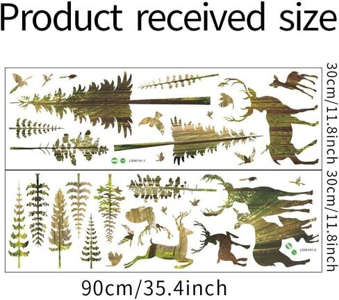 Silhouette Forest Wall Decals Creative Elk Deer with Pine Trees Peel & Stick Wall Stickers, DIY Removable Nature Scene Wall Art for Living Room, Nursery, Bedroom Corner Decor in Saudi Arabia