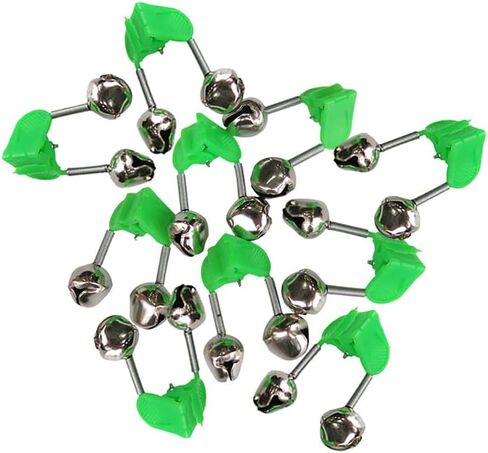 10 Pcs Plastic Fishing Bells Clips Fishing Rod Alarm with Dual Alert Bells, ABS & Metal, Lightweight 80g, Green, for Fisherman in Saudi Arabia