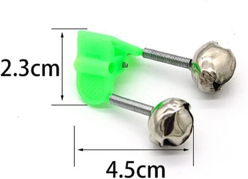10 Pcs Plastic Fishing Bells Clips Fishing Rod Alarm with Dual Alert Bells, ABS & Metal, Lightweight 80g, Green, for Fisherman in Saudi Arabia