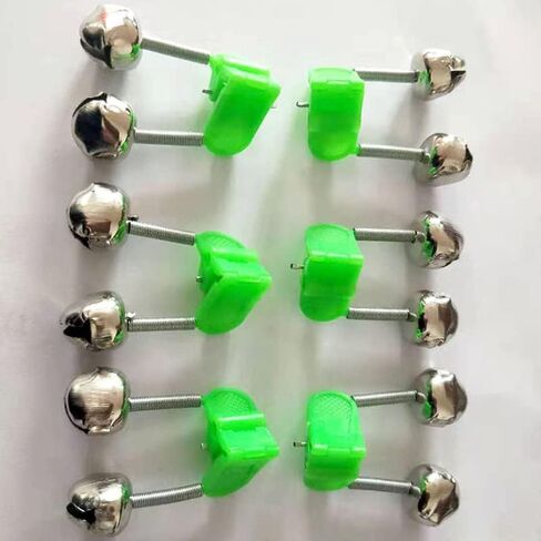 10 Pcs Plastic Fishing Bells Clips Fishing Rod Alarm with Dual Alert Bells, ABS & Metal, Lightweight 80g, Green, for Fisherman in Saudi Arabia