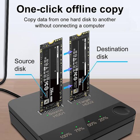 Yoidesu M.2 SSD Duplicator، 2 Dual Bay Offline Clone SATA إلى SATA SSD Duplicator، 1 جيجابت في الثانية عالية السرعة لنقل البيانات M.2 محطة إرساء لـ Wins 7 8 9، OS X Laptop in Saudi Arabia