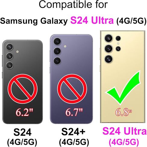 حافظة محفظة لهاتف Samsung Galaxy S24 Ultra، [مسند] حامل 3 بطاقات [غلاف داخلي من مادة TPU مقاوم للصدمات]، غطاء قلاب واقٍ مغناطيسي من جلد البولي يوريثان مقاس 6.8 بوصات 2024، فراشة وردية in Kuwait