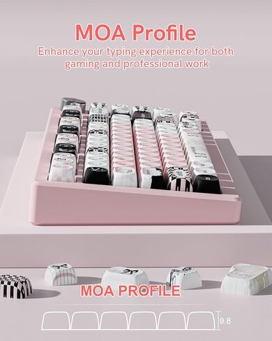 أغطية مفاتيح MOA Profile PBT، مجموعة أغطية مفاتيح ذات 132 مفتاحًا لطيفة مع أيقونات لطيفة، صبغ التسامي، ملف تعريف MOA، سمة وردي أسود لمعظم 60% 65% 75% 80% 100% تخطيط أمريكي Cherry MX Switches لوحة المفاتيح الميكانيكية in Kuwait