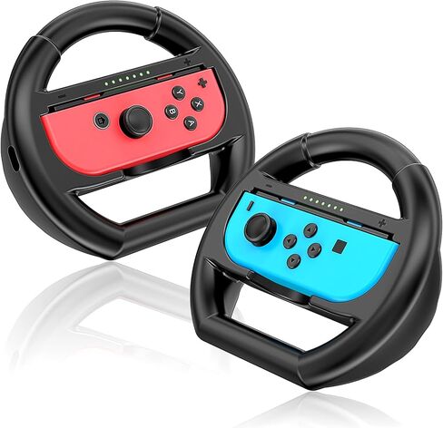 عجلات القيادة لـ NS وOLED Joy-Cons، وعجلات السباق لـ Mario Kart 8 Deluxe Twin Pack باللون الأسود in Kuwait