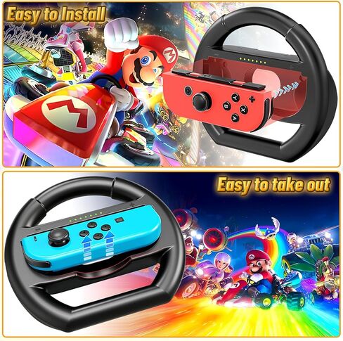 عجلات القيادة لـ NS وOLED Joy-Cons، وعجلات السباق لـ Mario Kart 8 Deluxe Twin Pack باللون الأسود in Kuwait