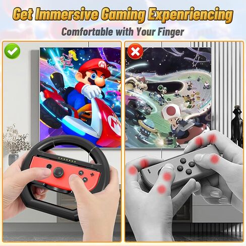 عجلات القيادة لـ NS وOLED Joy-Cons، وعجلات السباق لـ Mario Kart 8 Deluxe Twin Pack باللون الأسود in Kuwait