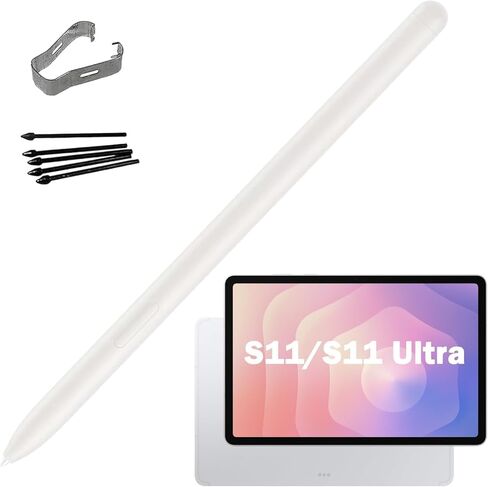 استبدال قلم Galaxy Tab S11 Ultra S لجهاز Samsung Galaxy Tab S11 Stylus Pen بدون بلوتوث لجهاز Samsung Galaxy Tab S11 Pen + 5 نصائح مجانية + 1 ملقط (أبيض) in Kuwait