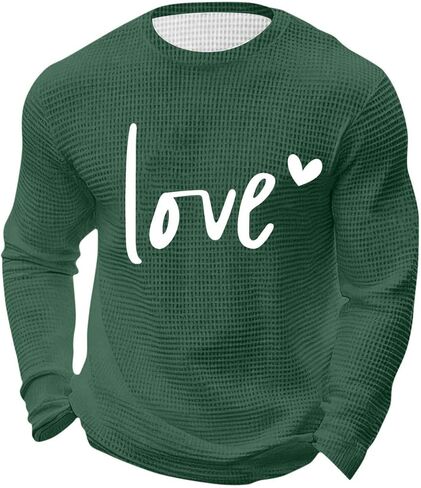 Sinzelimin Men Waffles Shirts Santa Claus Graphic Tees Shirt Long Sleeve Crewneck Loose Comfy T-Shirt Loungewear Pajamas Tops in Saudi Arabia