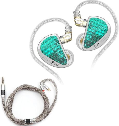 سماعات أذن Linsoul KZ AS16 Pro ((سماوي، بدون ميكروفون)) + كابل Tripowin Zonie 16 Core (2pin-0.78mm، 3.5mm، رمادي) in Kuwait
