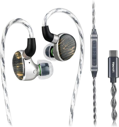 شاشة TINHIFI T6 HiFi داخل الأذن IEM، 1DD + 1 سماعات سلكية هجينة مستوية، برنامج تشغيل ديناميكي رائد، كابل قابل للفصل، سماعات أذن للألعاب واستوديو Audiophile (فضي، T6 2Pin بدون ميكروفون) in Kuwait
