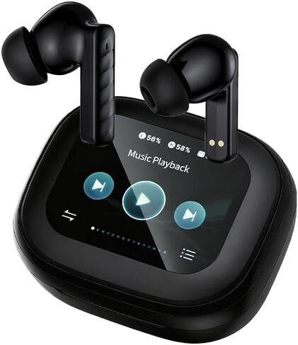 Wireless Earbuds, Bluetooth 5.4 Headphones in Ear with Smart Touchscreen Case, ANC Noise Cancelling Ear Buds, 60H Playtime for Sports & Working, Bass Stereo Sound for iPhone/Android (Black) in Saudi Arabia