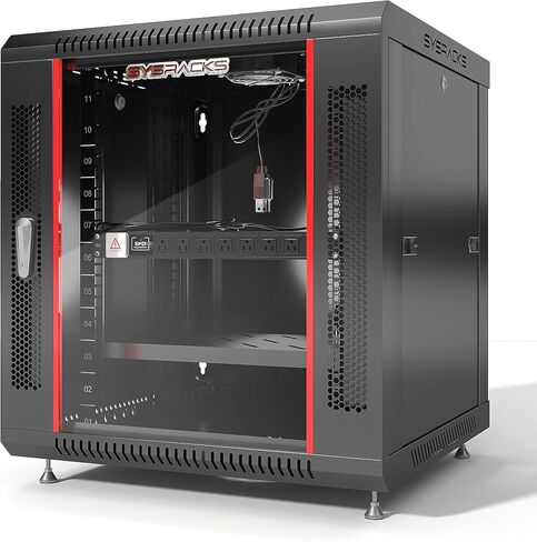Sysracks 12U Wall Rack Mount Server 19" Deep Network Cabinet, Server Rack with Fan, Removable Side Panels, Locking Glass Door 24" Computer Cabinet Enclosure Network Rack Case 12.600 in Saudi Arabia