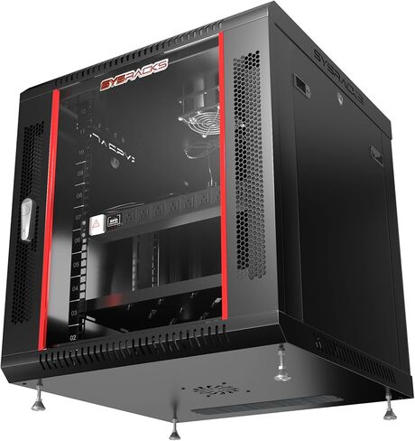Sysracks 12U Wall Rack Mount Server 19" Deep Network Cabinet, Server Rack with Fan, Removable Side Panels, Locking Glass Door 24" Computer Cabinet Enclosure Network Rack Case 12.600 in Saudi Arabia