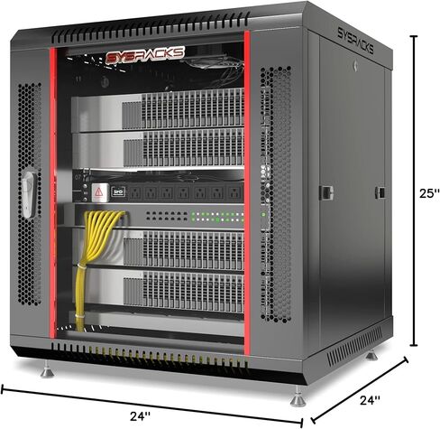 Sysracks 12U Wall Rack Mount Server 19" Deep Network Cabinet, Server Rack with Fan, Removable Side Panels, Locking Glass Door 24" Computer Cabinet Enclosure Network Rack Case 12.600 in Saudi Arabia